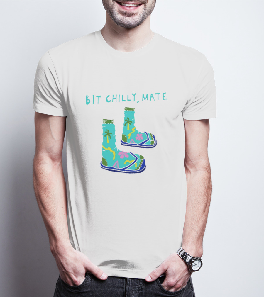 Bit Chilly Mate Tropical Socks And Sandals Combo T-Shirt