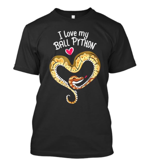 I Love My Ball Python Heart Shape With Red Heart T-Shirt