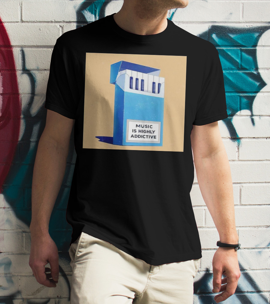 Music Is Highly Addictive Piano Cigarette Pack Visual T-Shirt