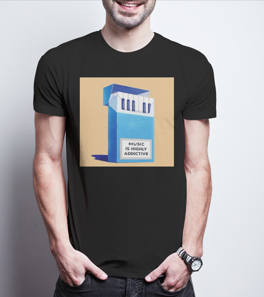 Music Is Highly Addictive Piano Cigarette Pack Visual T-Shirt