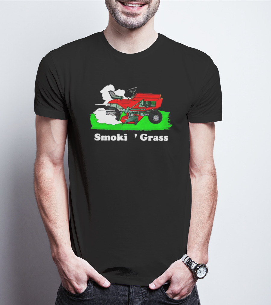 Smokin’ Grass Red Tractor On Green Field T-Shirt