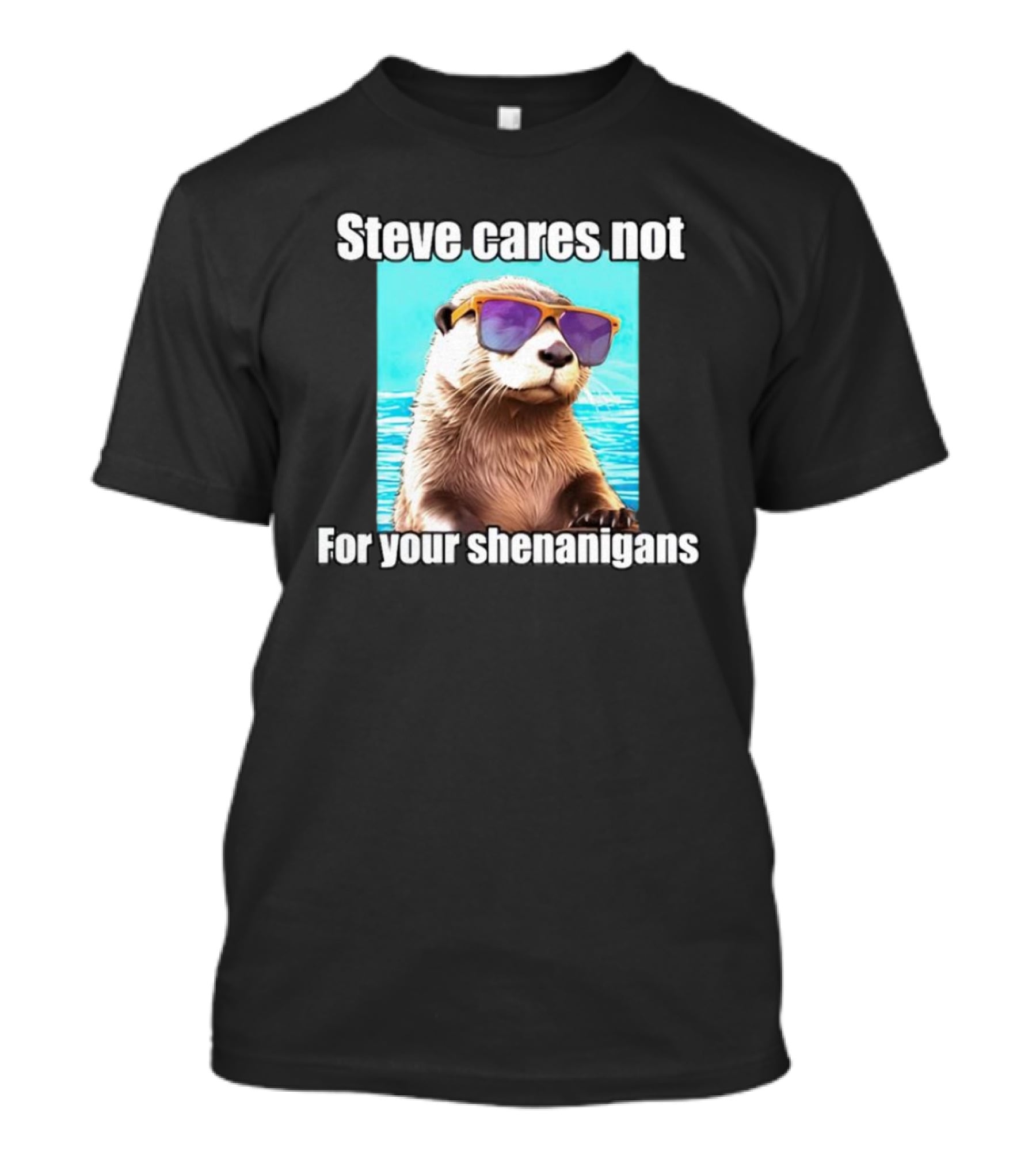 Steve Cares Not For Your Shenanigans Cool Otter Sunglasses T-Shirt