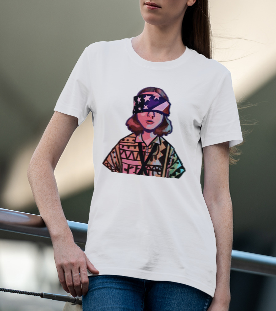 Stranger Things Season 3 Eleven Blindfolded American Flag T-Shirt