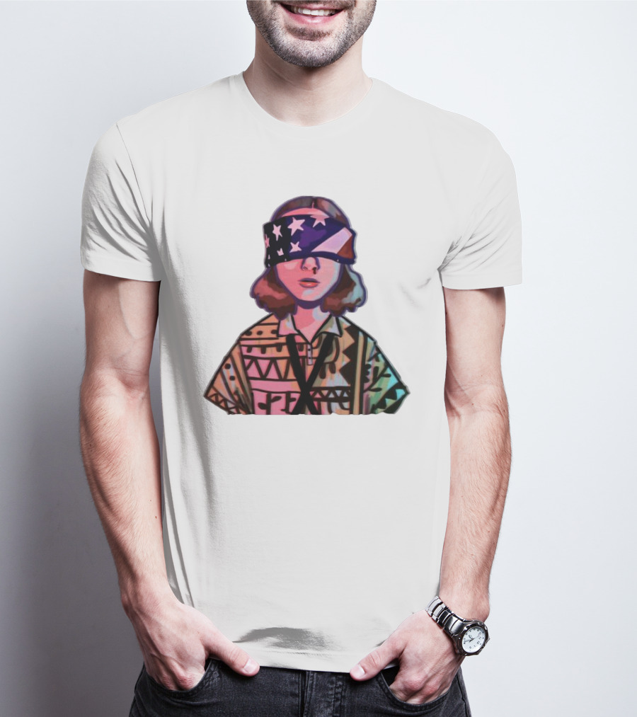 Stranger Things Season 3 Eleven Blindfolded American Flag T-Shirt