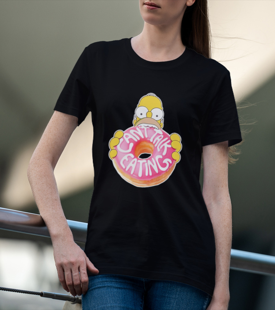The Simpsons Homer Can't Talk Eating Donut T-Shirt