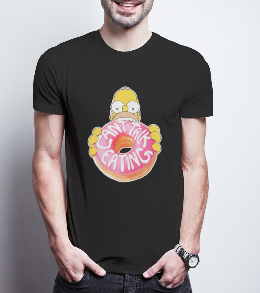 The Simpsons Homer Can't Talk Eating Donut T-Shirt