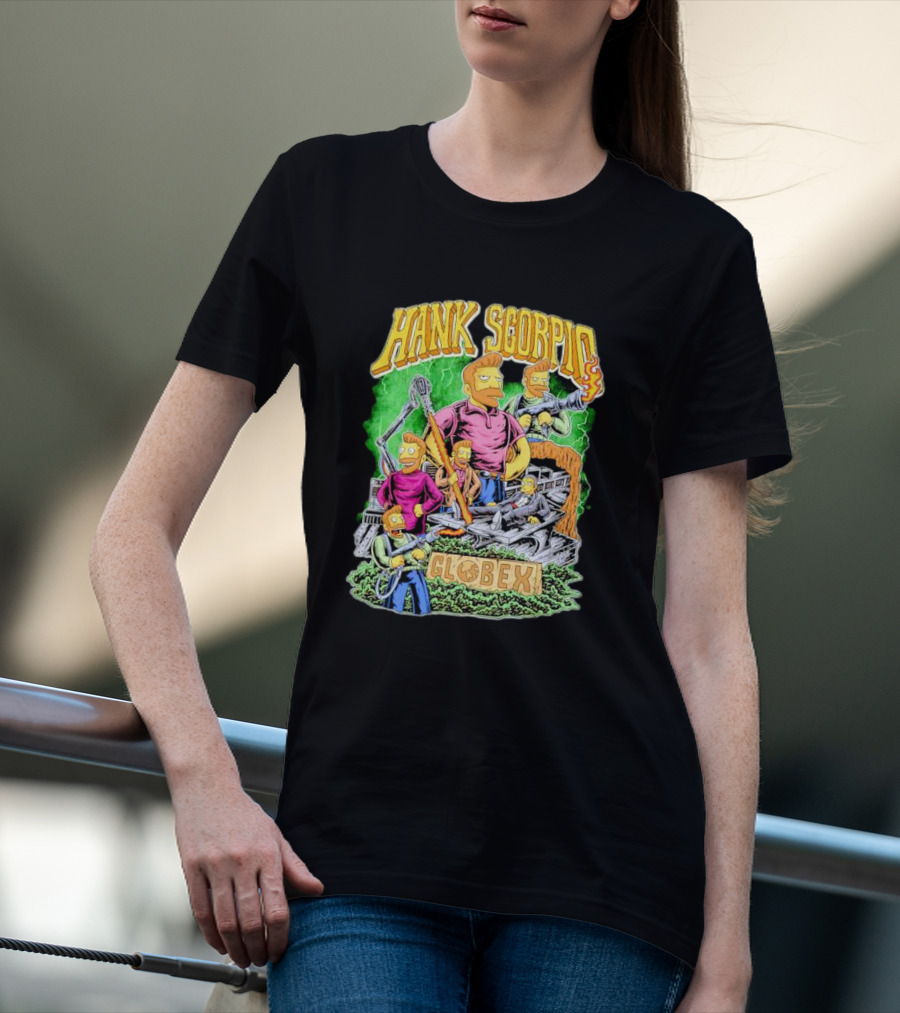 Hank Scorpio Globex Illustrated Character Group Scene T-Shirt