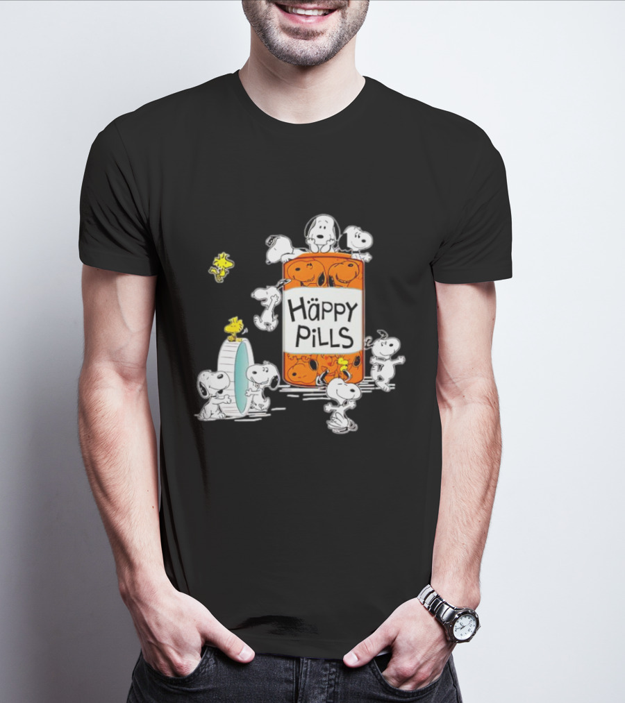Happi Pills Snoopy Woodstock Cartoon Characters T-Shirt