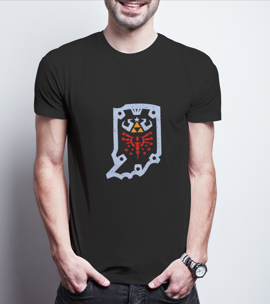 Hylian Hoosier Indiana Triforce Crest With Red Hyrule T-Shirt