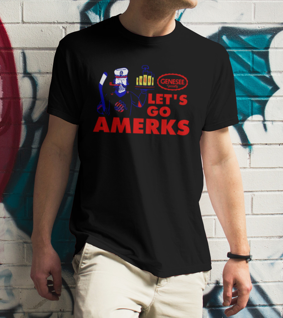 Let's Go Amerks Genesee Specialty Hockey Beer Sailor T-Shirt