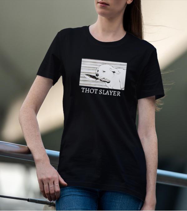Thot Slayer Dog With Knife T-Shirt