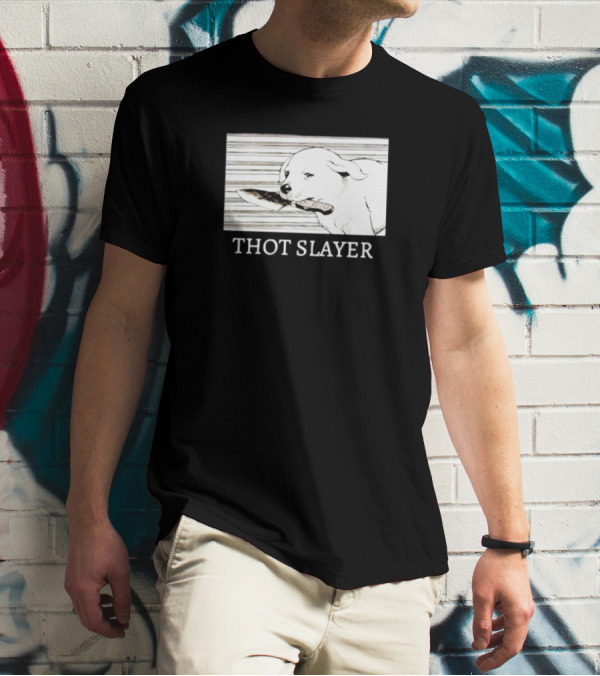 Thot Slayer Dog With Knife T-Shirt