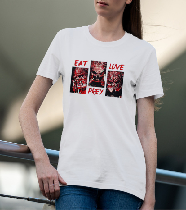Eat Prey Love Predator Red Creature Faces T-Shirt