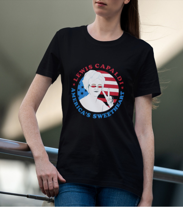 Lewis Capaldi America’s Sweetheart Peace Sign And Flag T-Shirt