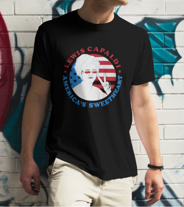 Lewis Capaldi America’s Sweetheart Peace Sign And Flag T-Shirt