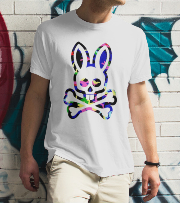 Psycho Bunny Colorful Rabbit Skull Crossbones T-Shirt