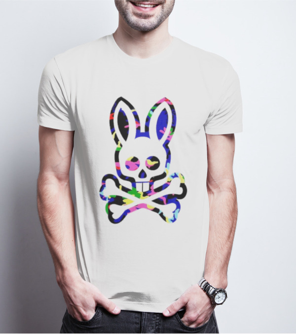 Psycho Bunny Colorful Rabbit Skull Crossbones T-Shirt