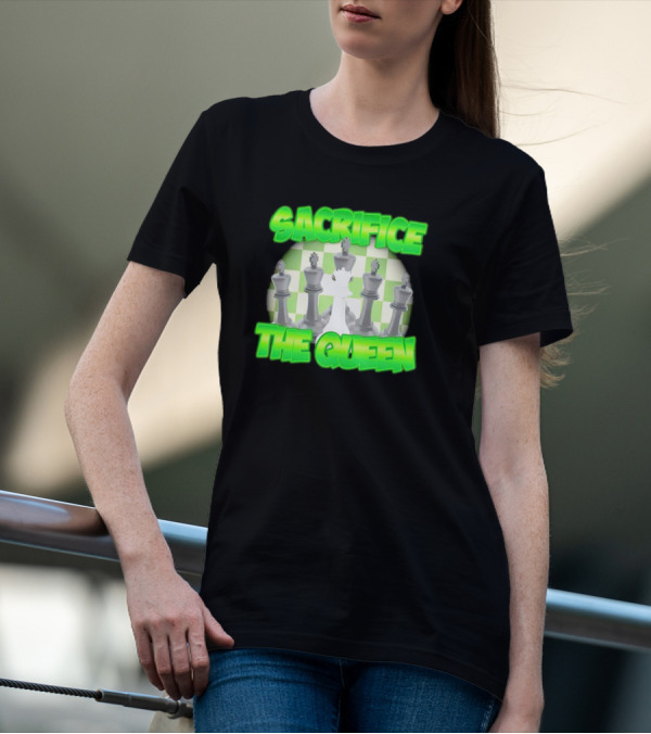 Sacrifice The Queen Chess Strategy Checkered Background T-Shirt