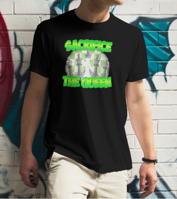 Sacrifice The Queen Chess Strategy Checkered Background T-Shirt
