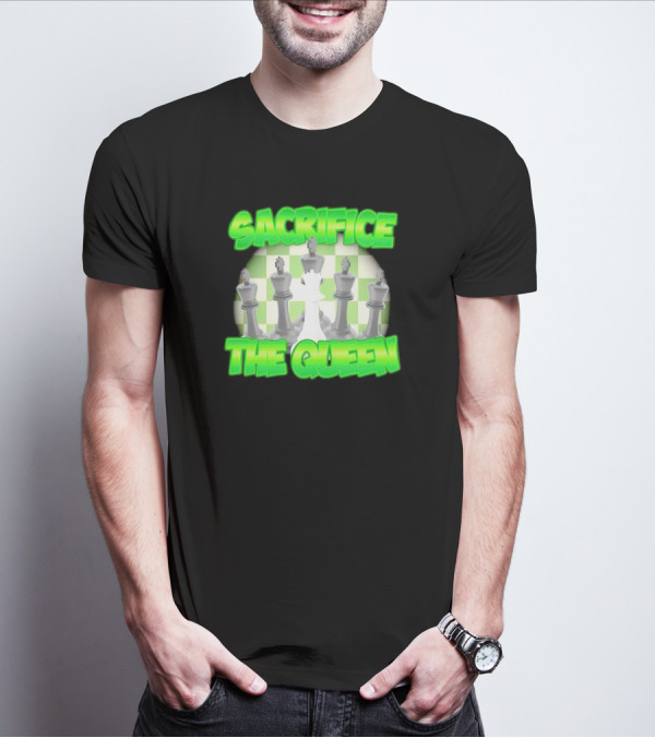 Sacrifice The Queen Chess Strategy Checkered Background T-Shirt