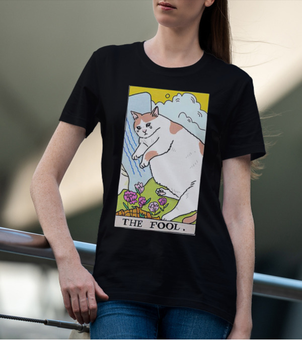 Sad Cat The Fool Tarot Card Cute Feline T-Shirt