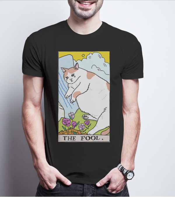 Sad Cat The Fool Tarot Card Cute Feline T-Shirt