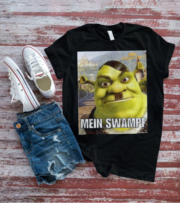 Shrek Mein Swampf Mematic Pixel Art Castle Background T-Shirt