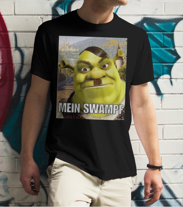 Shrek Mein Swampf Mematic Pixel Art Castle Background T-Shirt