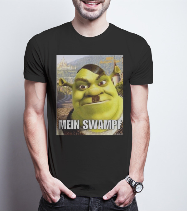 Shrek Mein Swampf Mematic Pixel Art Castle Background T-Shirt