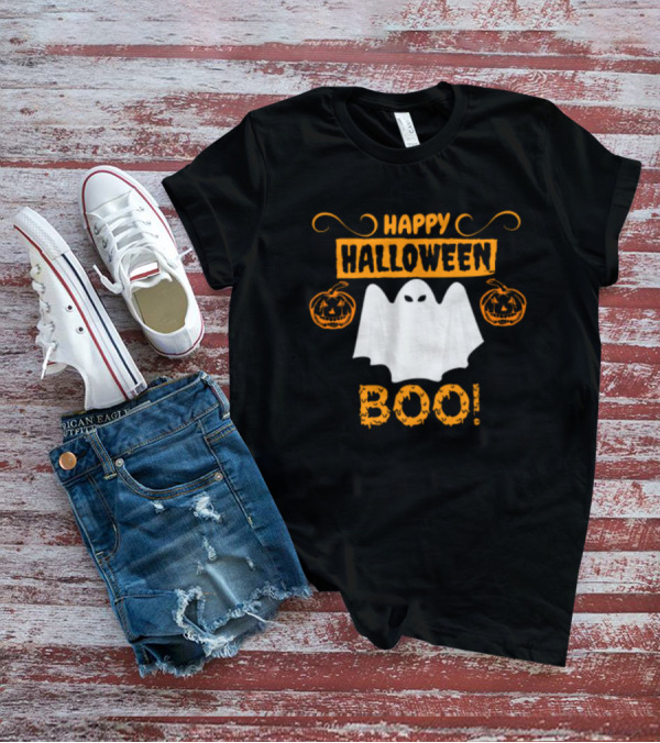 Happy Halloween Boo Ghost And Pumpkins Fun T-Shirt