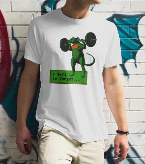 I Lift To Forget Green Rat Weightlifting噜噜 T-Shirt