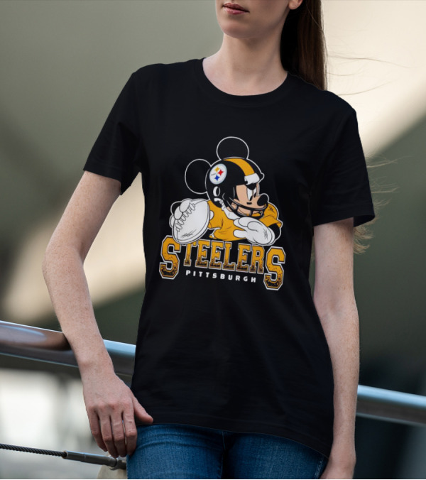 Pittsburgh Steelers Mickey Mouse NFL Football Quarterback T-Shirt