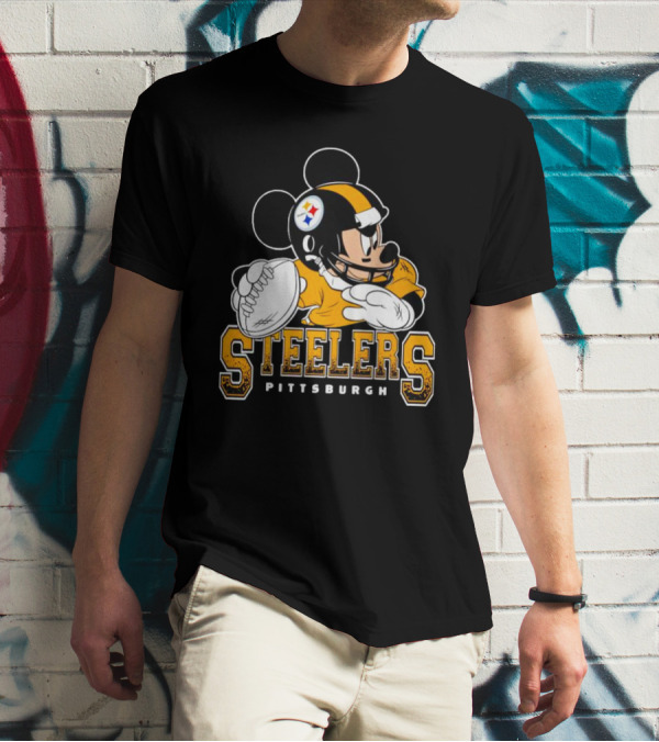 Pittsburgh Steelers Mickey Mouse NFL Football Quarterback T-Shirt
