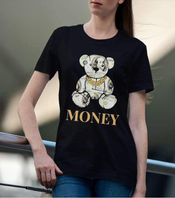 Money Dollar Bear With Gold Chain T-Shirt