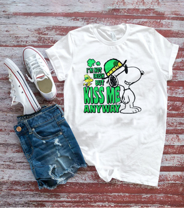Snoopy Woodstock I'm Not Irish But Kiss Me Anyway St Patrick's Day T-Shirt