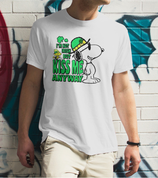 Snoopy Woodstock I'm Not Irish But Kiss Me Anyway St Patrick's Day T-Shirt