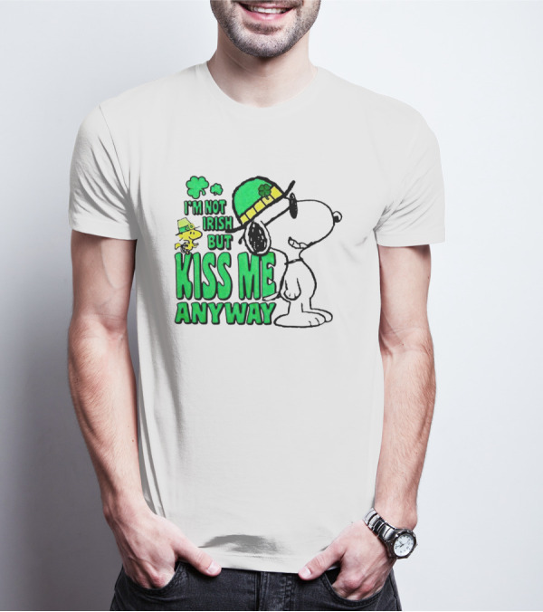 Snoopy Woodstock I'm Not Irish But Kiss Me Anyway St Patrick's Day T-Shirt