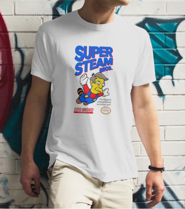 Super Steam Bros Super Nintendo Exercise Lunch Jeff T-Shirt