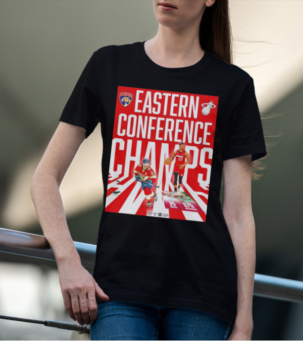 Florida Panthers And Miami Heat Eastern Conference Champs 91 Percent Win Rate T-Shirt