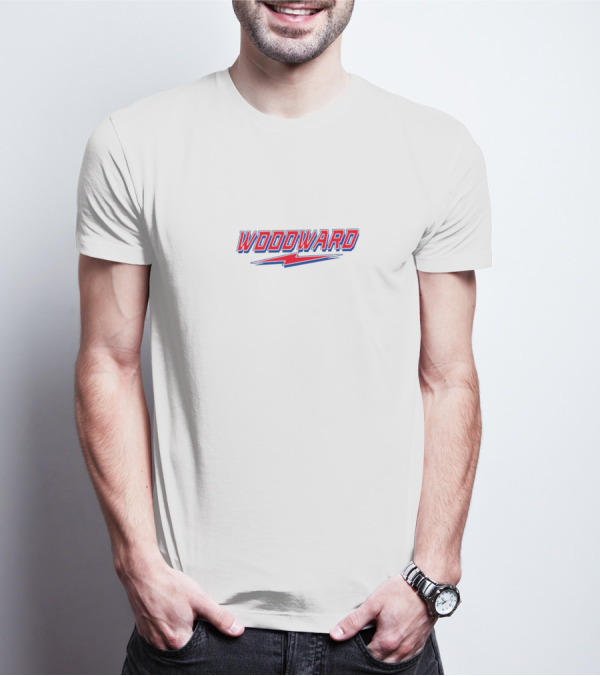 Woodward Pistons Lightning Bold Red And Blue Text With Stylized Bolt T-Shirt