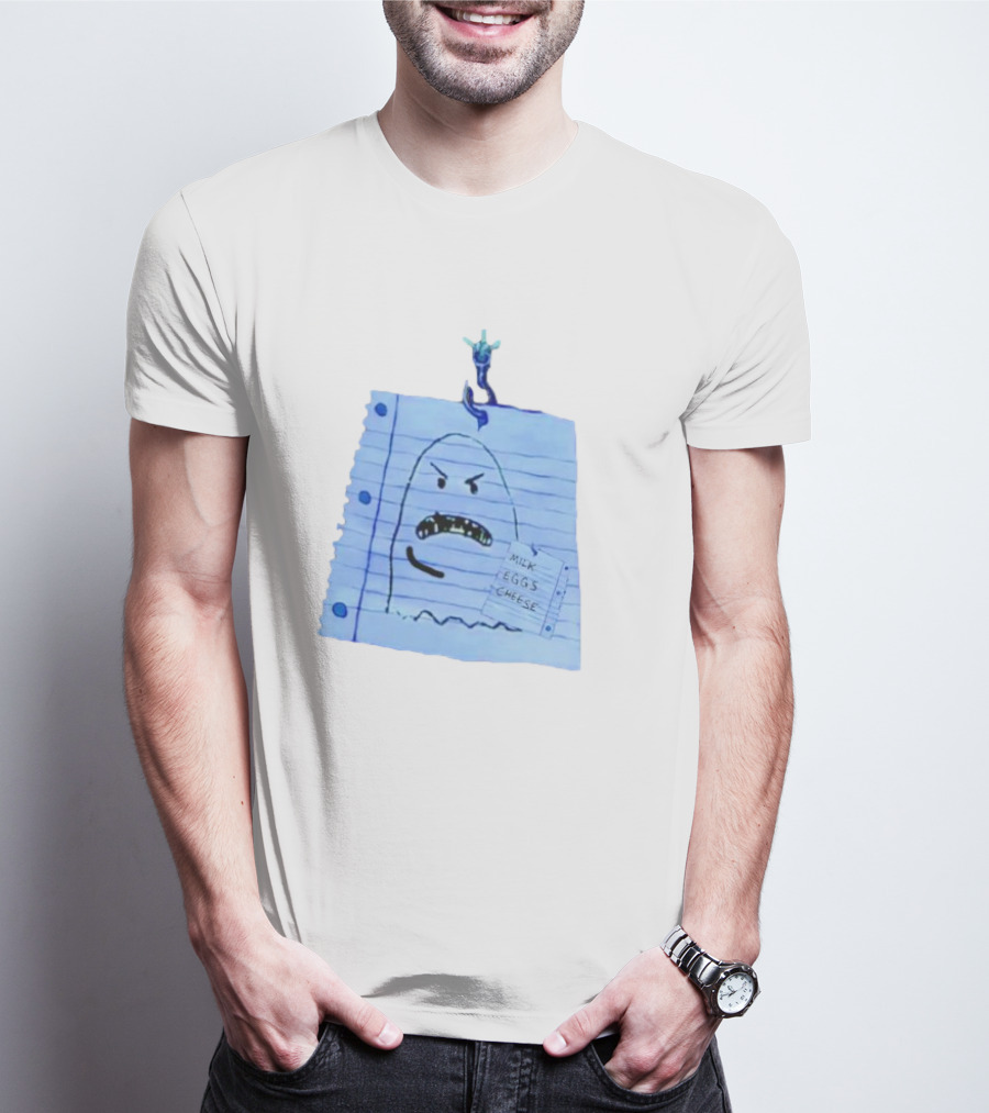Ghost Holding Milk Eggs Cheese List On Notebook Paper T-Shirt