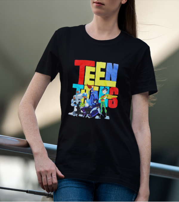 Teen Titans Cartoon Characters Group Pose T-Shirt