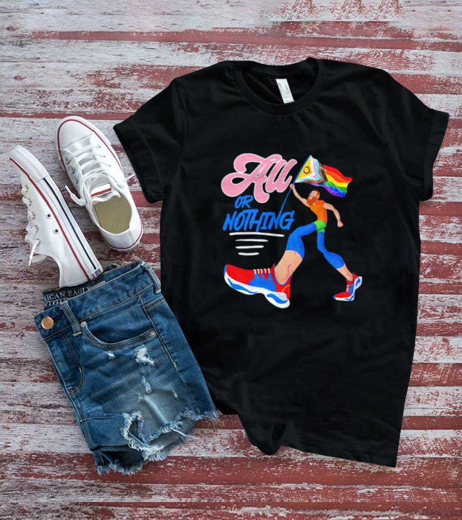 All Or Nothing Pride Flag Runner T-Shirt