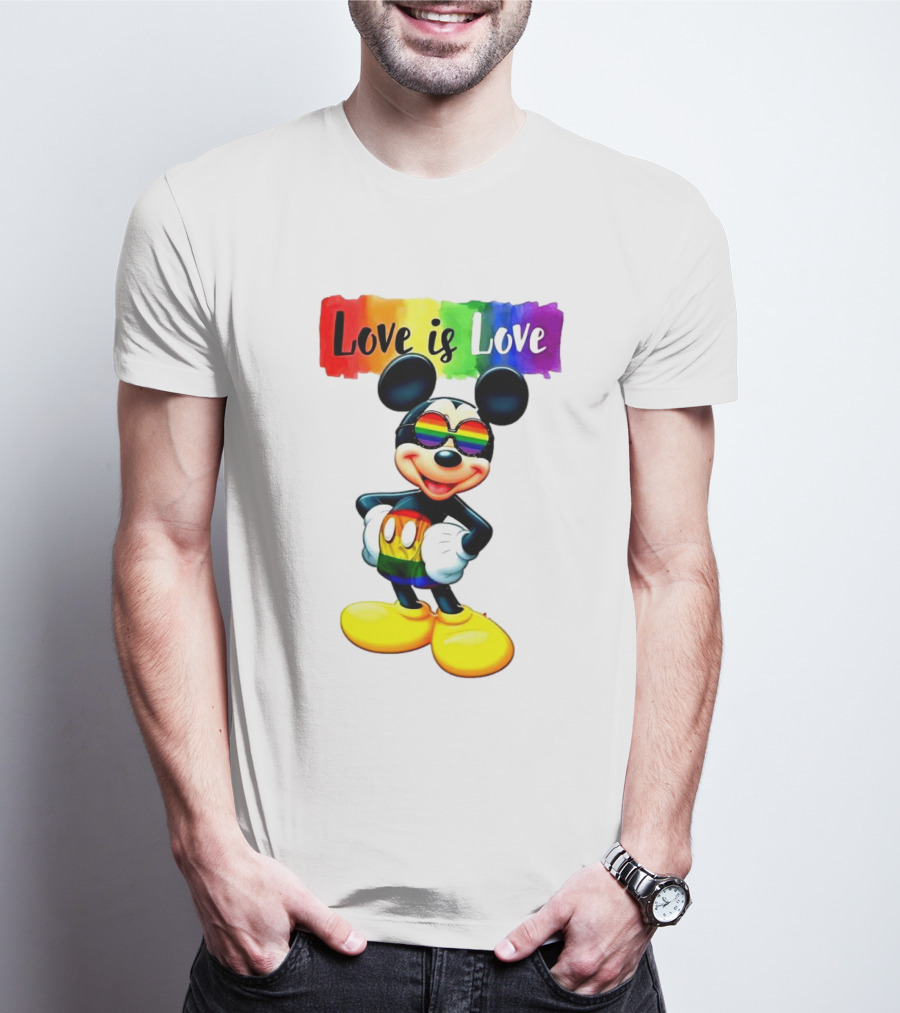 Mickey Mouse Love Is Love Rainbow Happy Pride T-Shirt