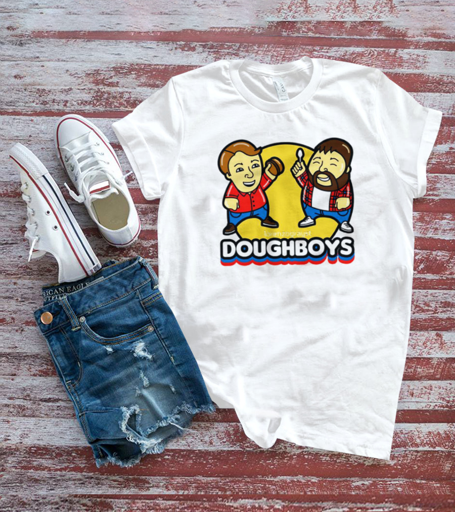 Doughboys Podcast Cartoon Characters Holding Food Items T-Shirt