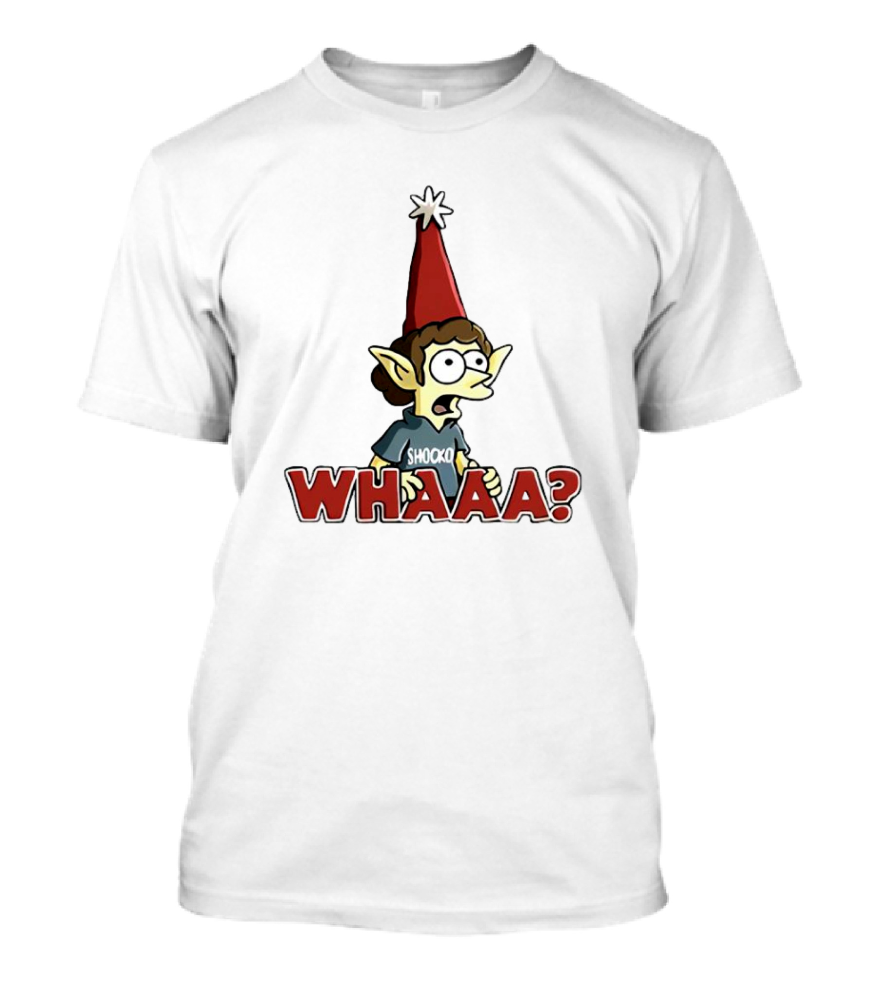 Shocko Whaaa Elf Character With Red Hat And Surprised Expression T-Shirt