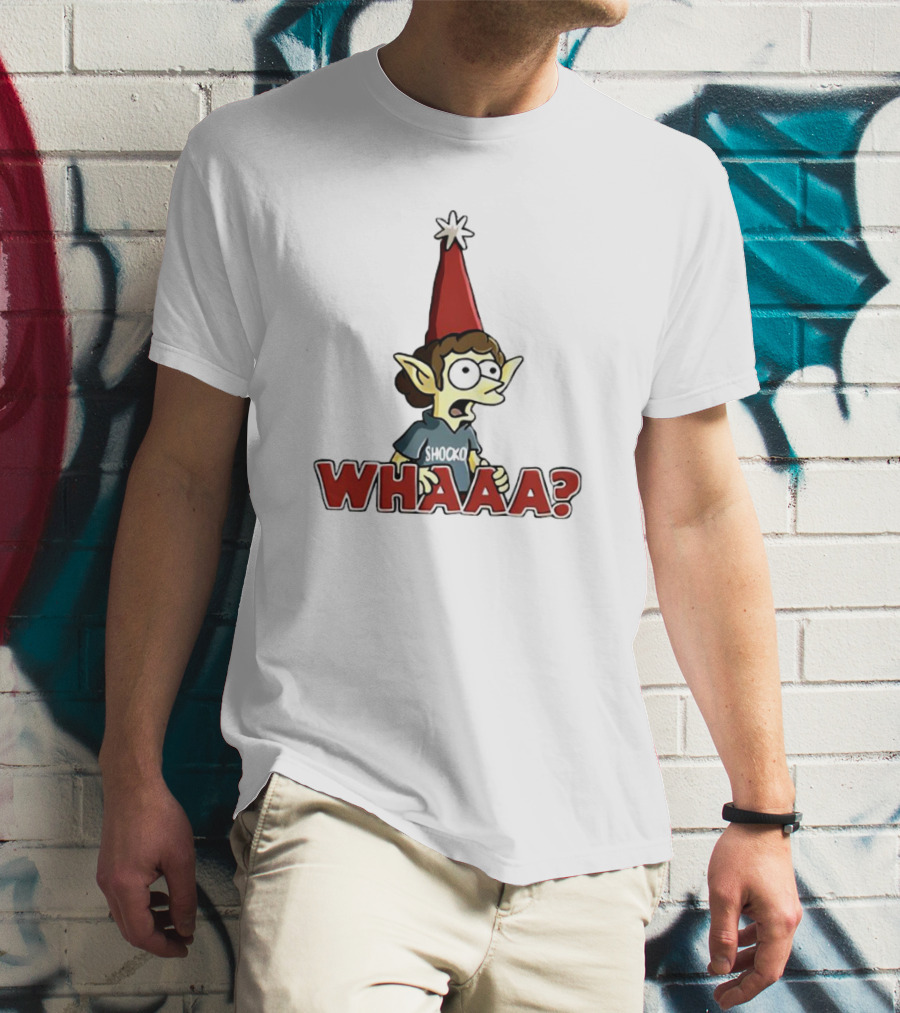 Shocko Whaaa Elf Character With Red Hat And Surprised Expression T-Shirt