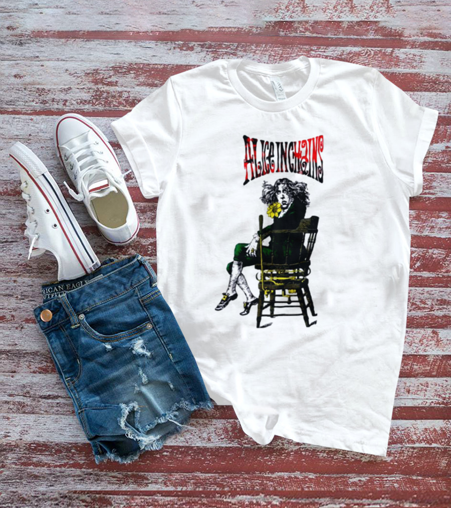 Alice In Chains Angry Chair Artwork With Striking Figure On Dark Background 1992 T-Shirt