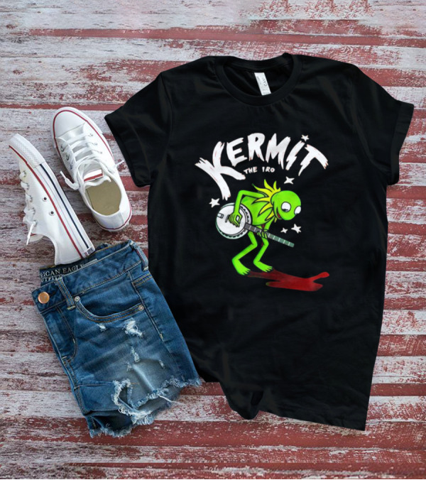 Kermit The Frog Playing Banjo With Stars And Red Shadow T-Shirt