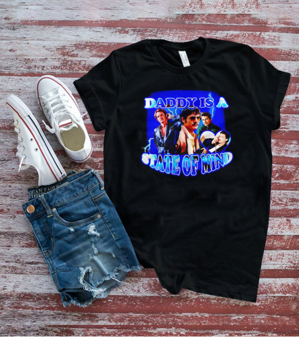 Daddy Is A State Of Mind - Pedro Pascal Collage Blue Neon T-Shirt